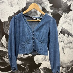 Levi's Dark Blue Denim Cropped Corset Top